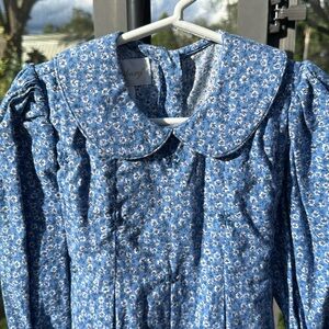 Strasburg Girls fall blue Floral Cotton long sleeve Dress size 5 years